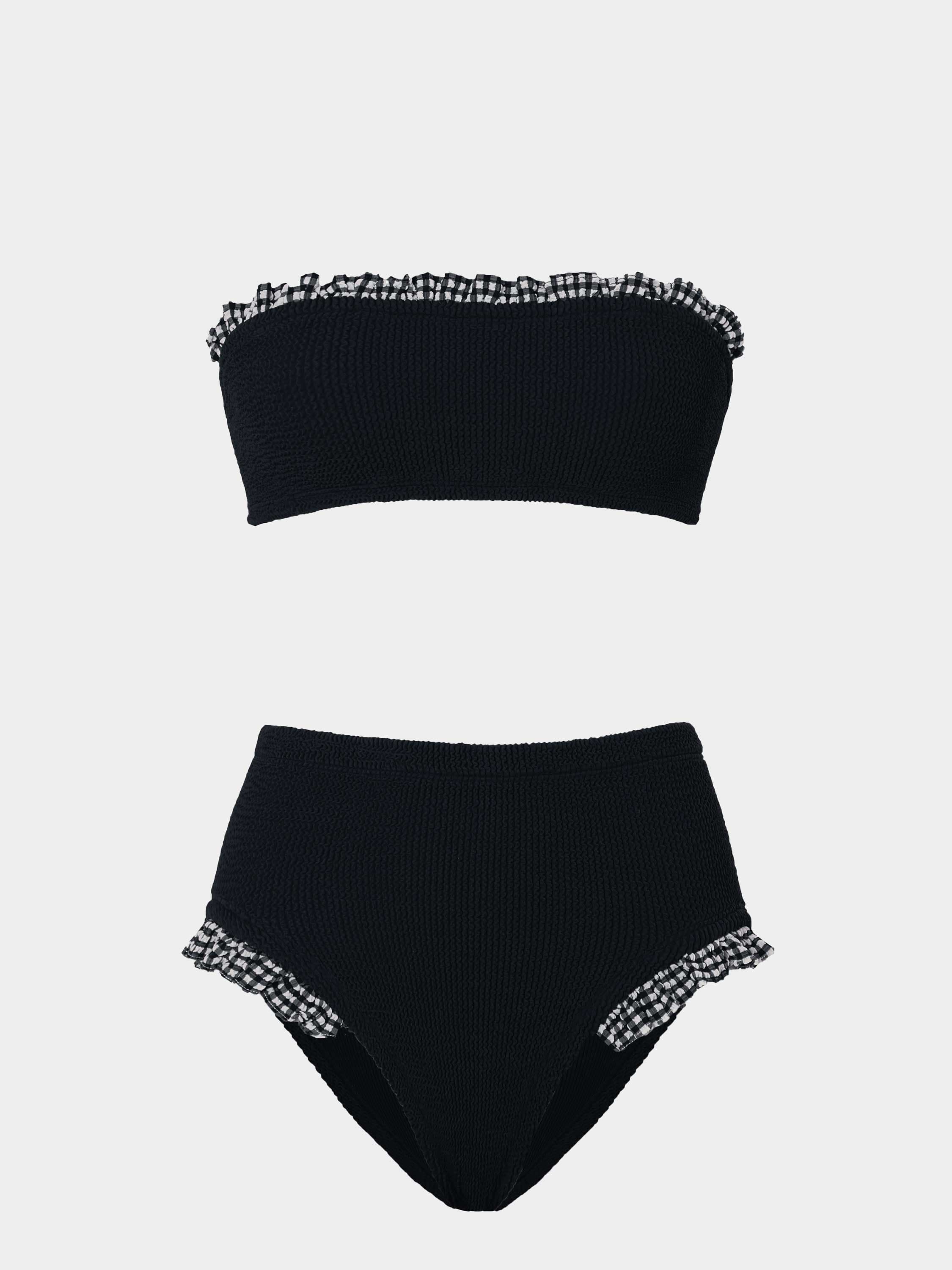 Peggy Bikini - Black Gingham | One Size Swimwear | Hunza G - Black Gingham / One size
