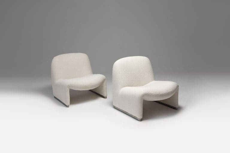 Vintage Alky Chairs in Off-White Fabric by Giancarlo Piretti for Artifort, 1970s