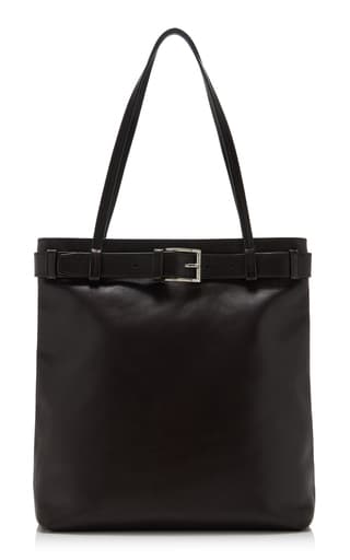 Belted Leather Tote Bag