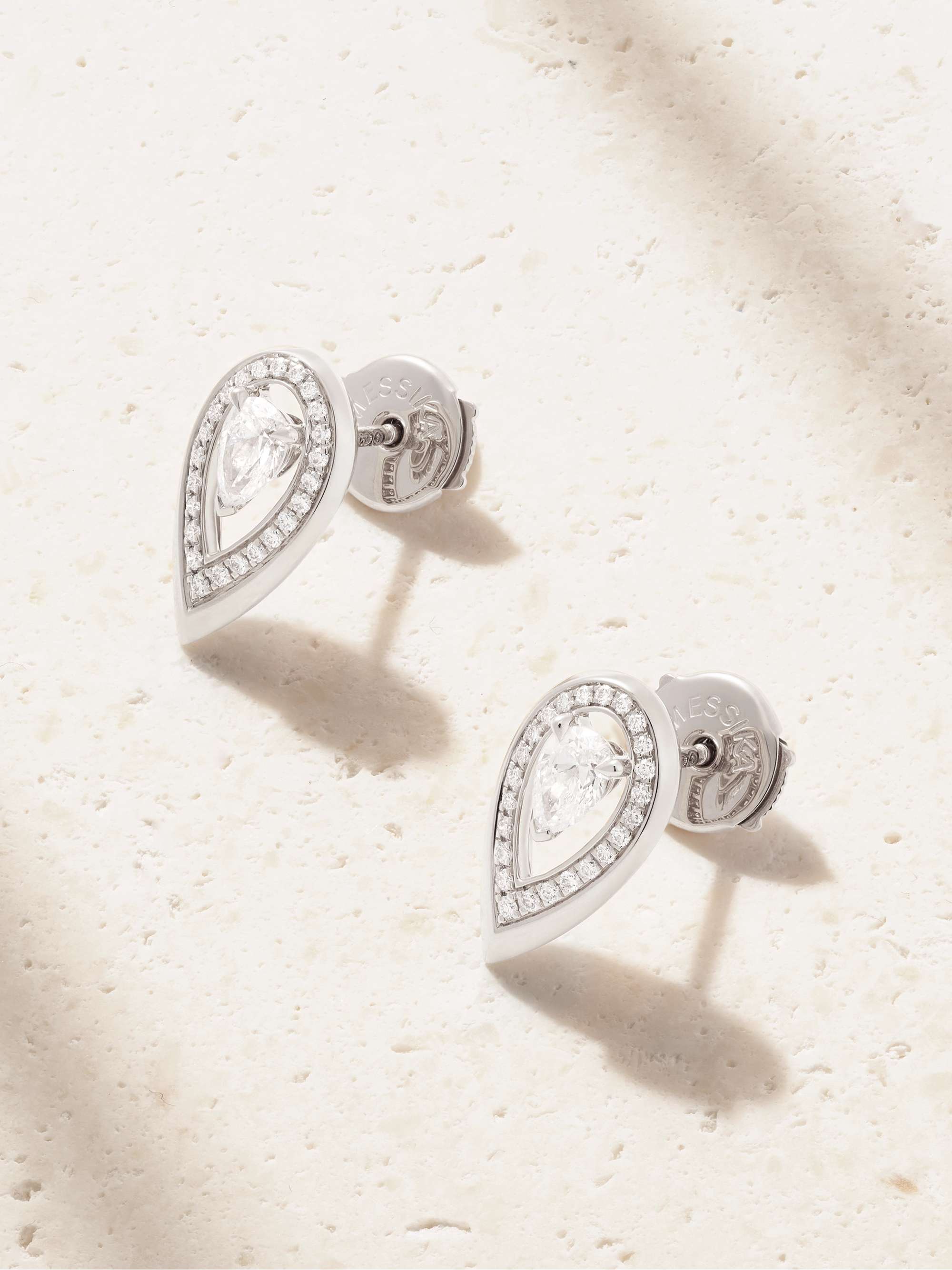 Firey 18-karat white gold diamond earrings - gold - One Size
