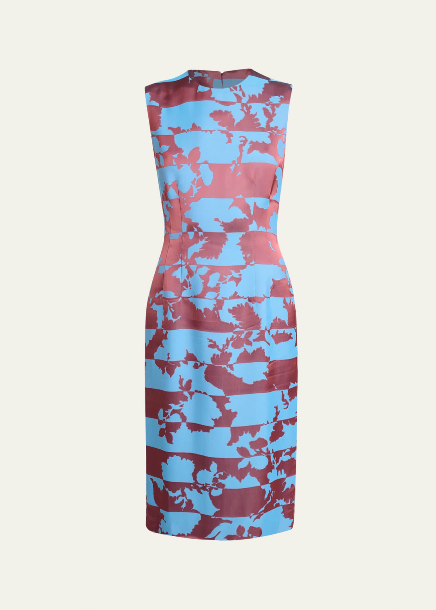 Delavina Paneled Floral Jacquard Sleeveless Dress
