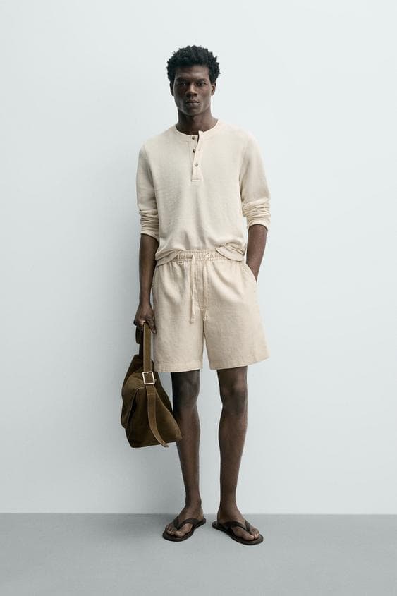 TEXTURED REGULAR FIT SHORTS - Light beige | ZARA United States