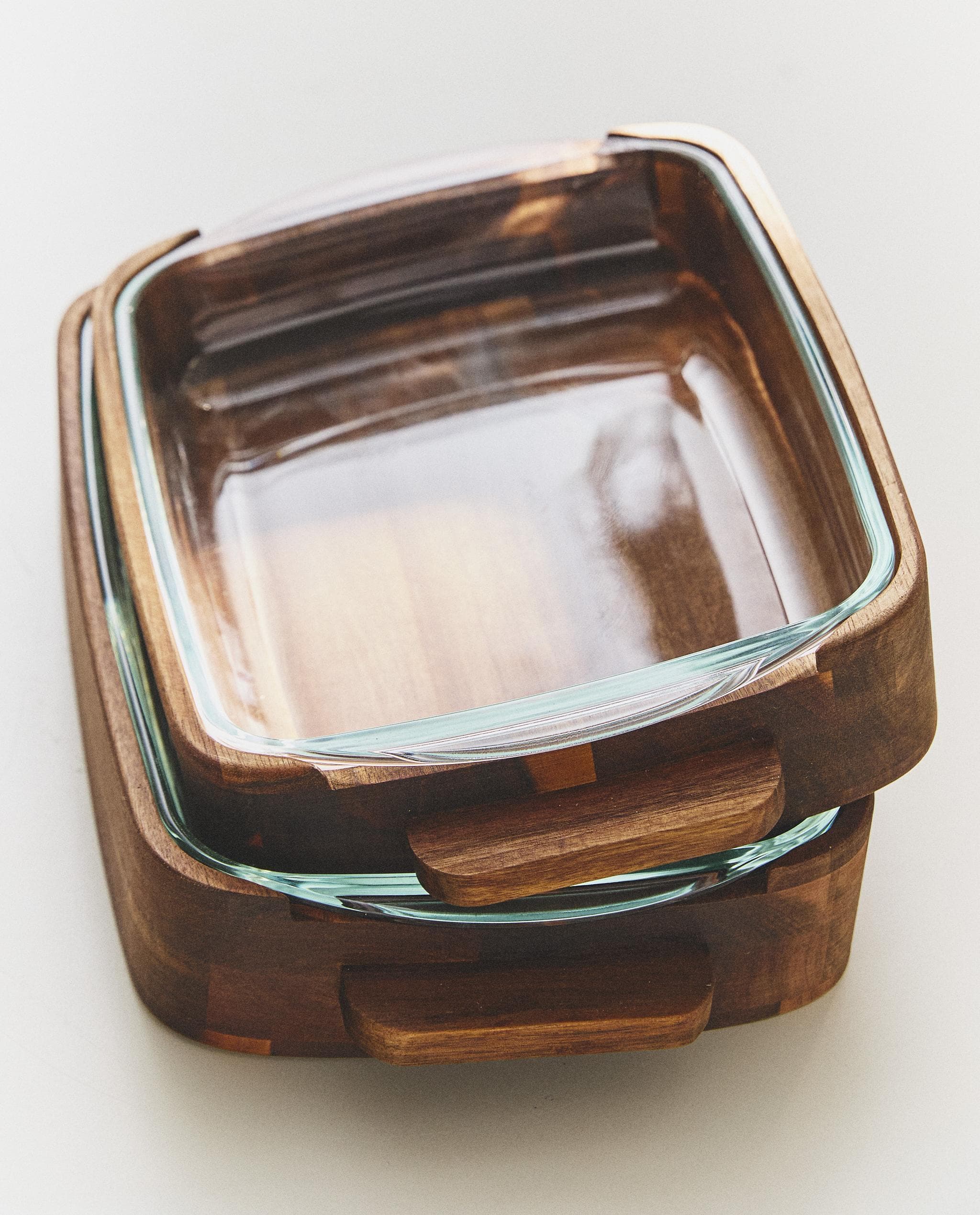 Zara Home Borosilicate Glass And Wood Oven Serving Dish