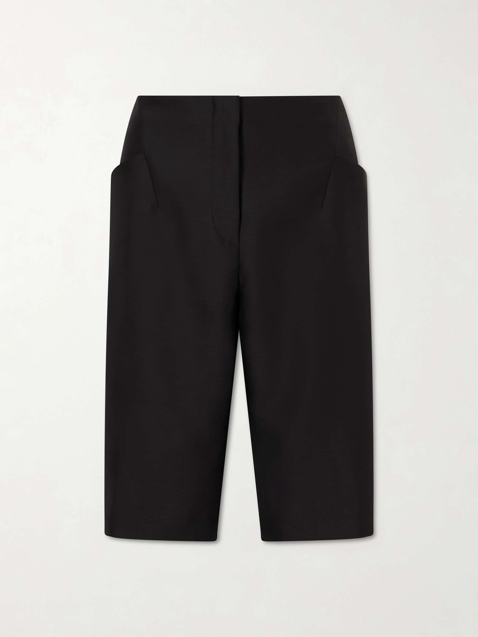 Wool and silk-blend crepe shorts - Black