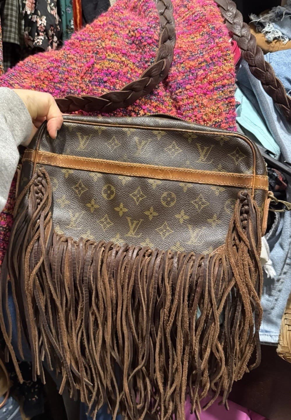Louis Vuitton Crossbody Vintage Boho Upcycled Bag with Braided Leather Strap | eBay