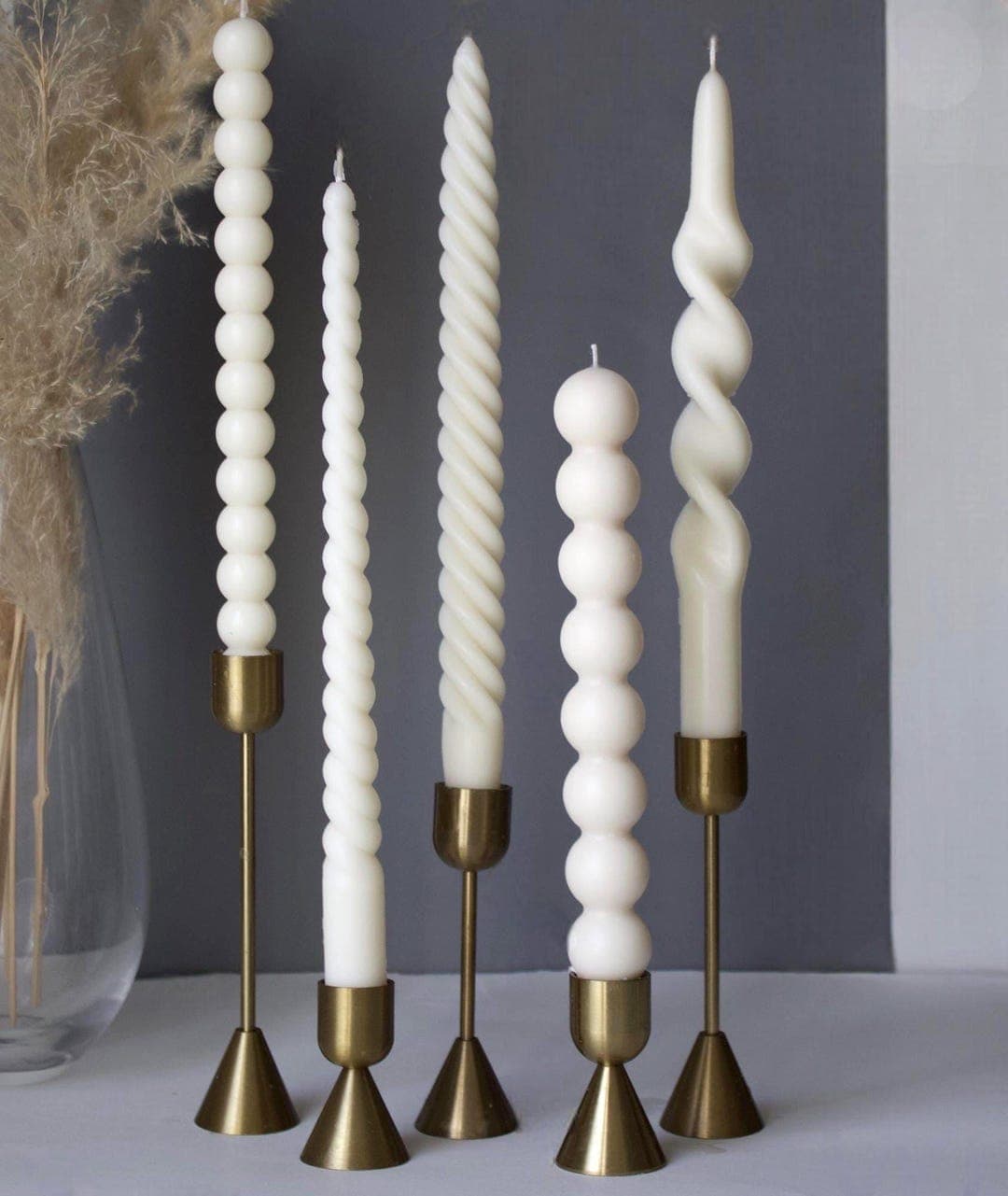 Taper Candles Set Soy Wax Beeswax Candle Twisted Taper Candle Modern Candle White Decorative Home Decor Handmade Tall Candlestick Gifts