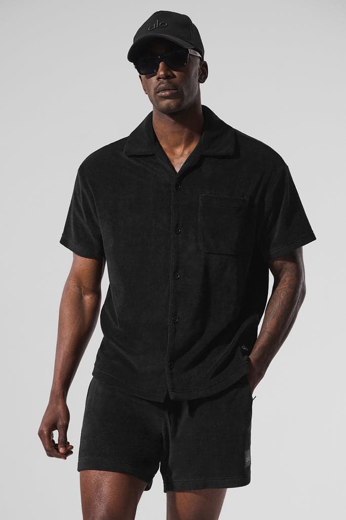 Coastal Terry Button Up - Black