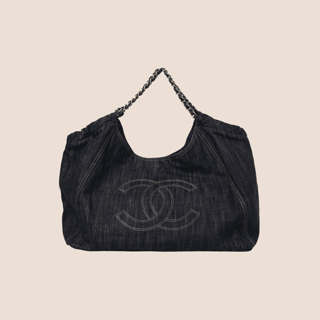 CHANEL BLUE DENIM XL COCO CABAS TOTE BAG