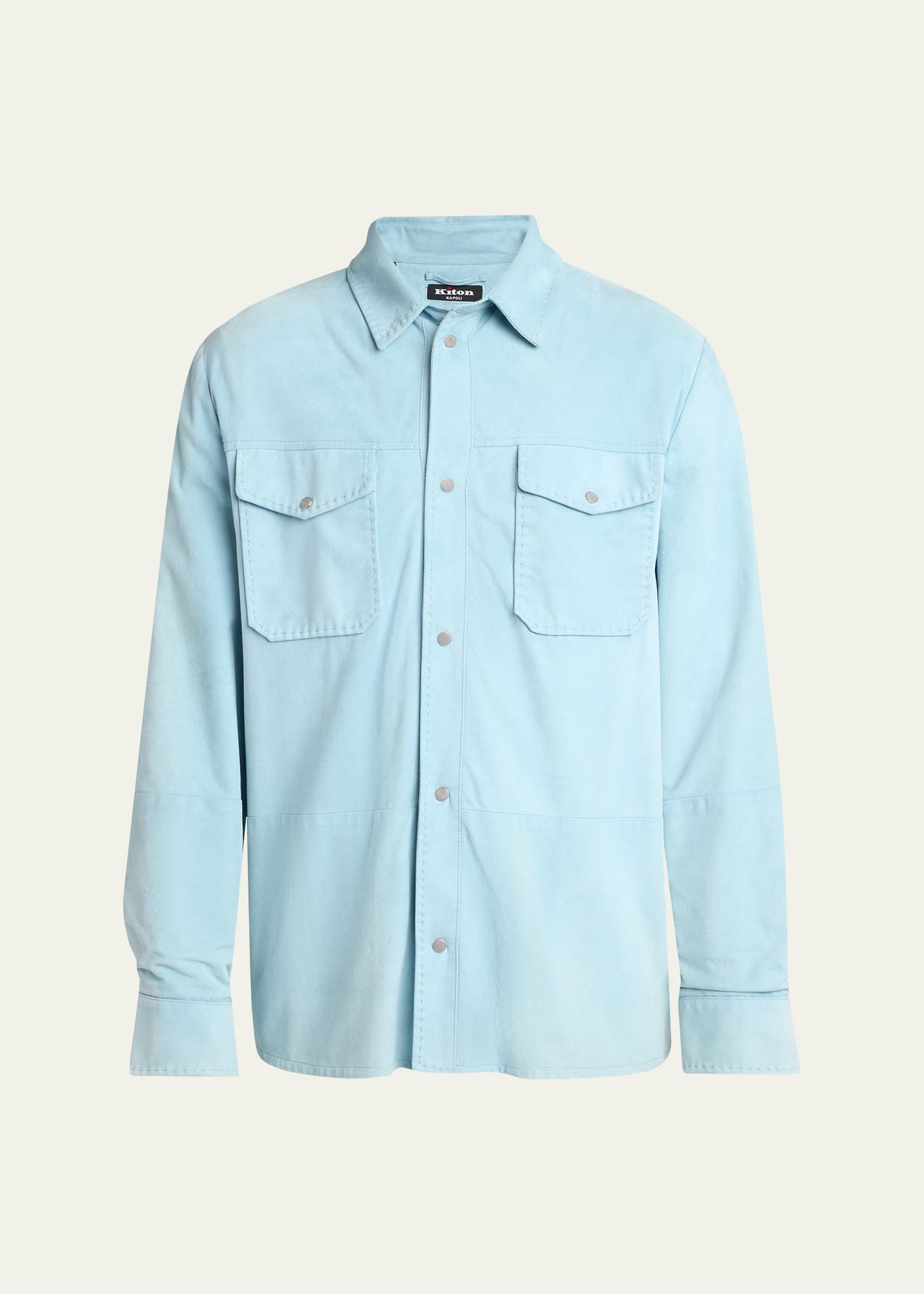 Kiton Men's Suede Snap-Front Shirt
