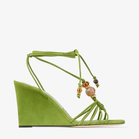 Lova Wedge 85 | Clover Mix Suede Wedges with Beads | JIMMY CHOO