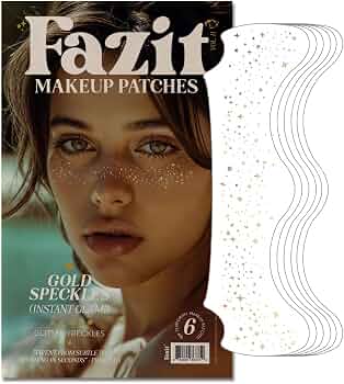 Fazit Gold Speckles - Glitter Freckle Makeup Patches - Shimmering Faux Freckles & Body Glitter - Waterproof, Long-Lasting Instant Glamour for Festivals & Parties - 6 Temporary Makeup Patches Per Pack