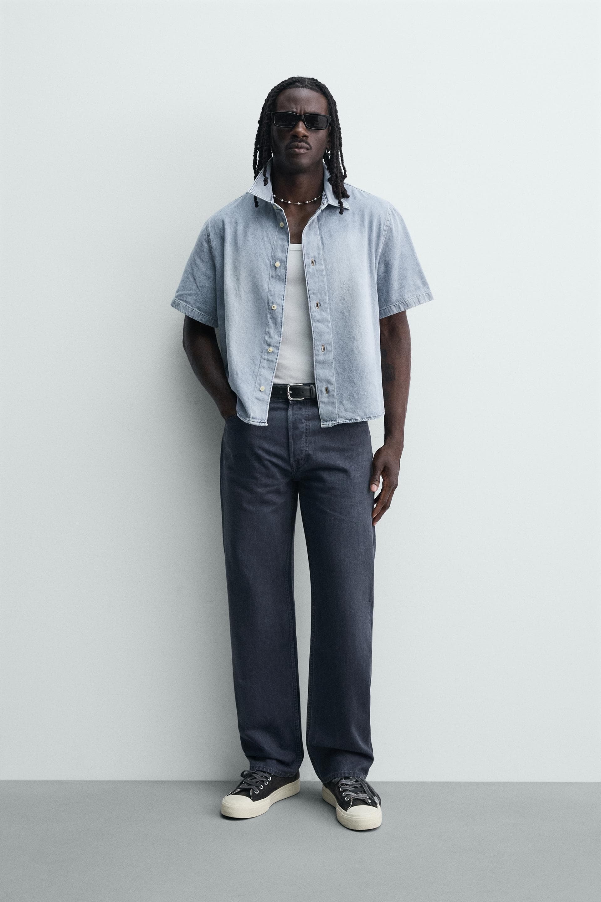 LIGHTWEIGHT BOXY FIT DENIM SHIRT - Light blue | ZARA United States