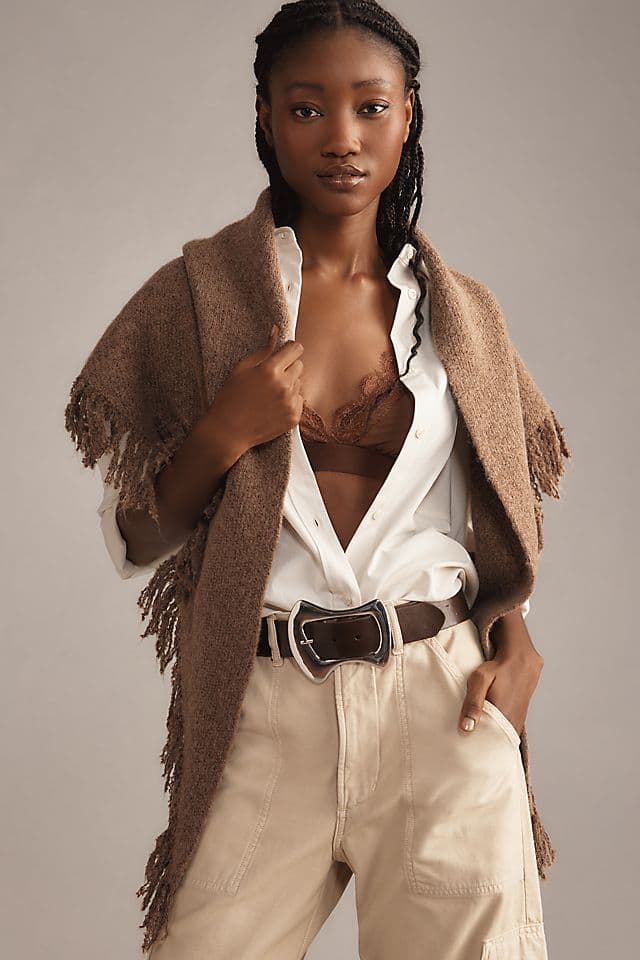 Shay Triangle Fringe Scarf Wrap | Anthropologie