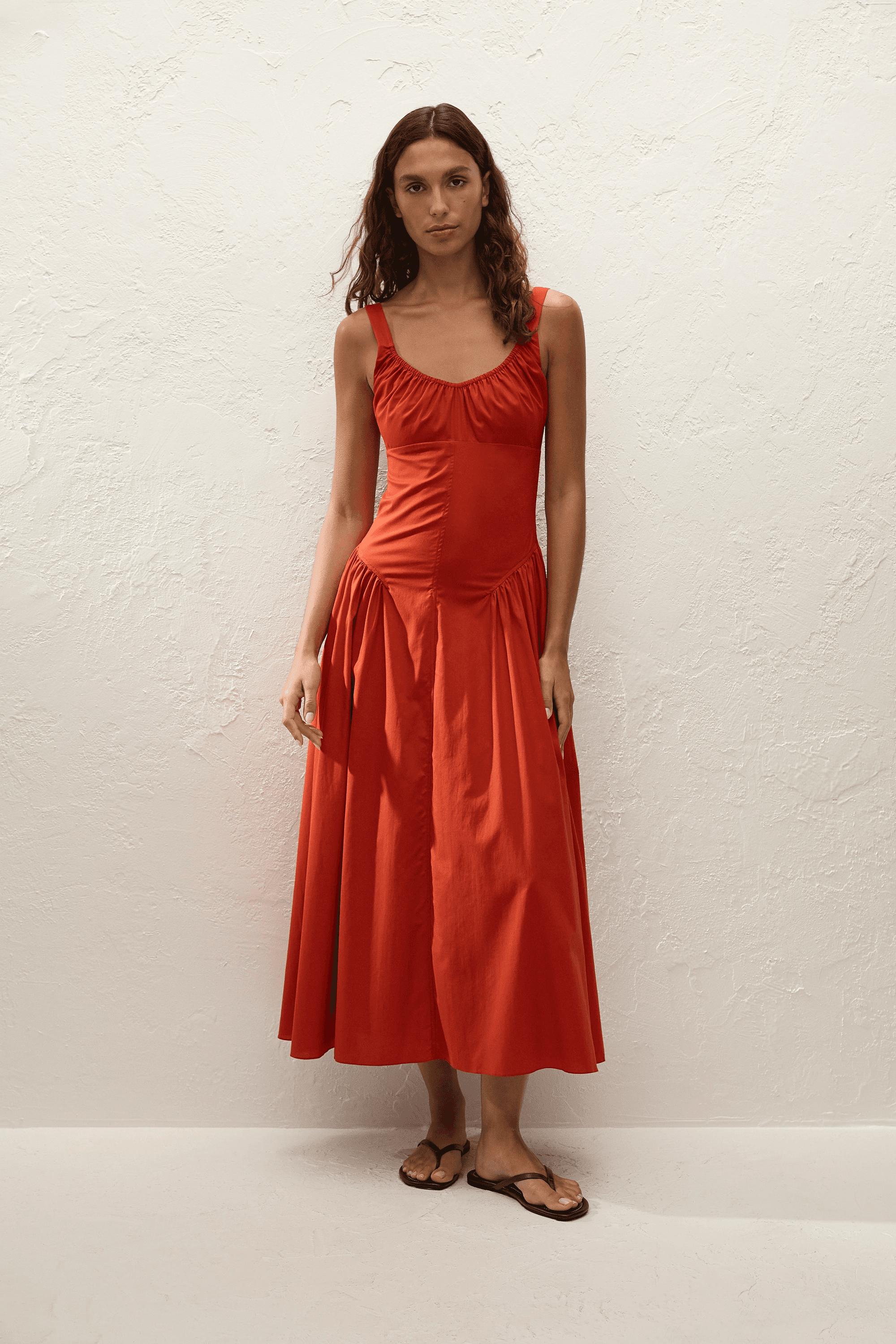 Olas Midi Dress Dusty Tomato