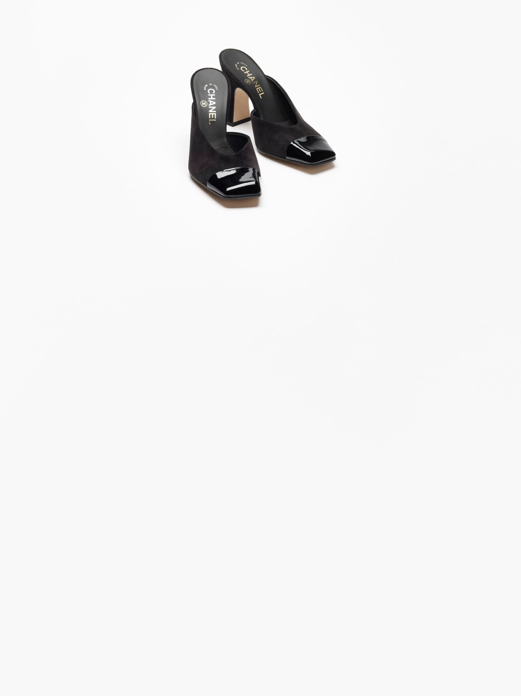 Mules - Suede Kidskin & Patent Calfskin - Black