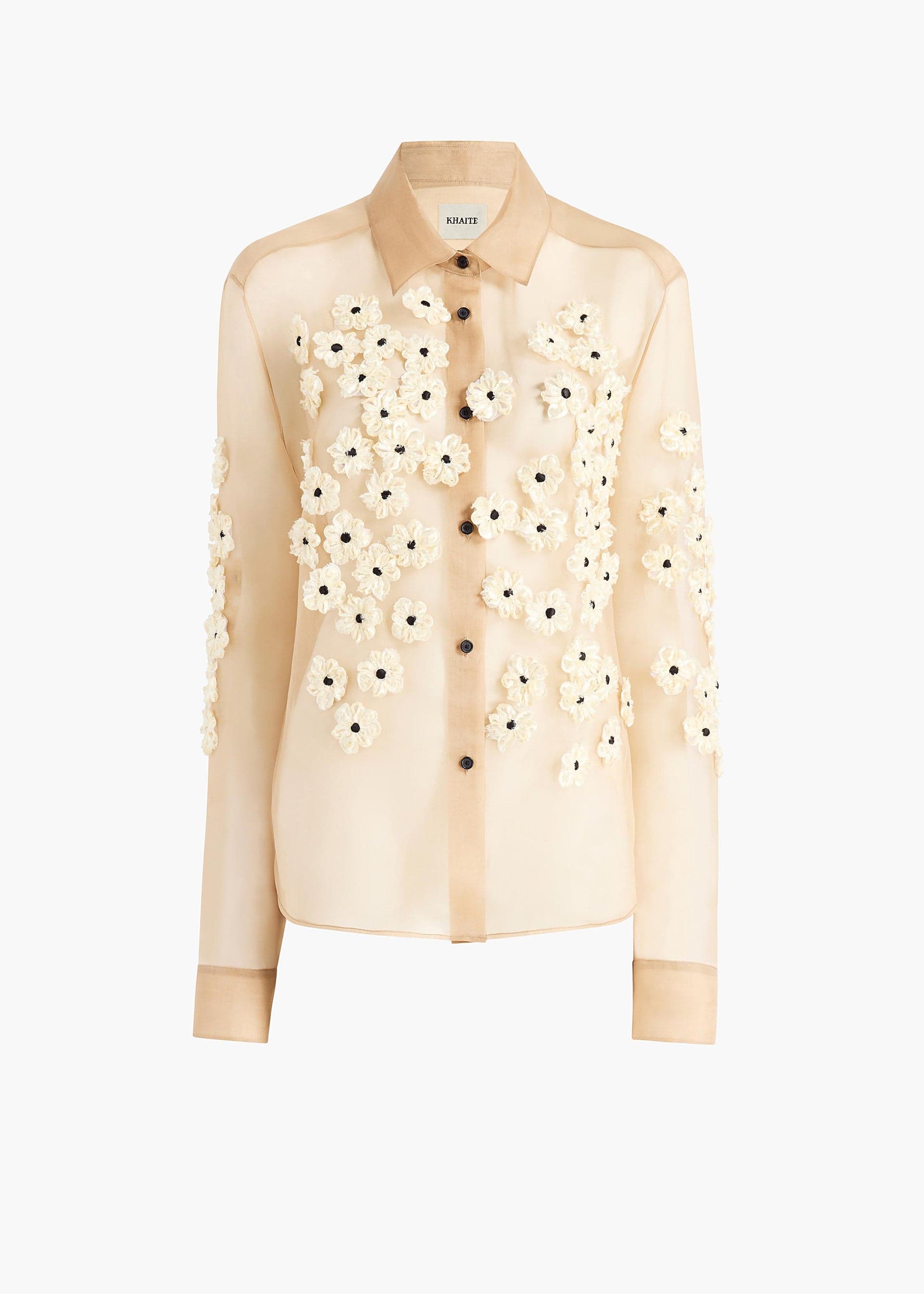 Argo Top in Tea Stain with Floral Embroidery