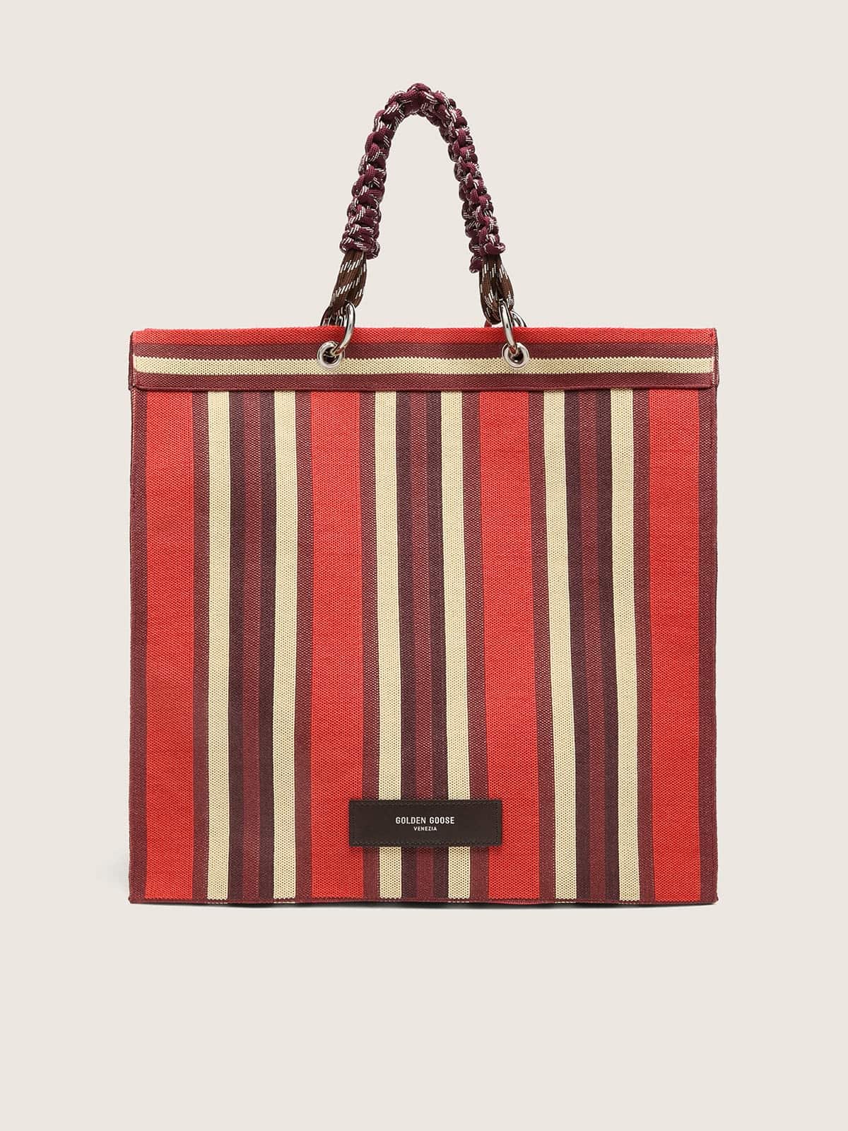 Striped Spiaggina Bag in red, cream and burgundy