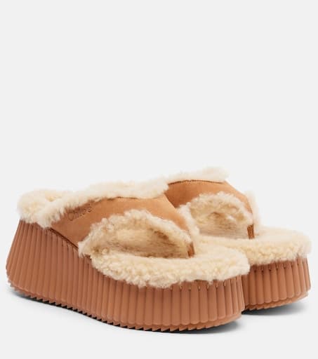 Nama 80 suede platform thong sandals - brown