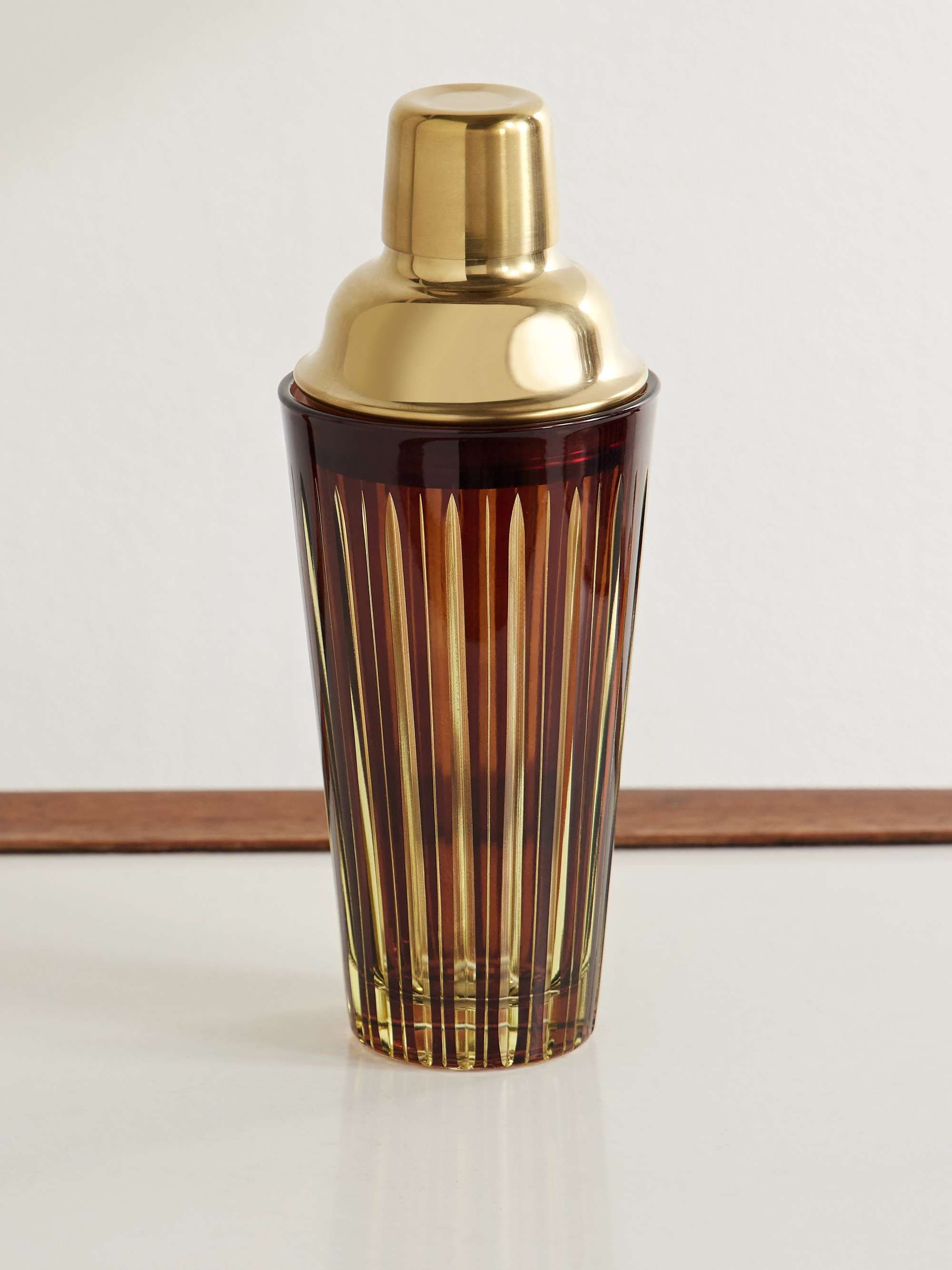 Prism Glass and Gold-Tone Cocktail Shaker