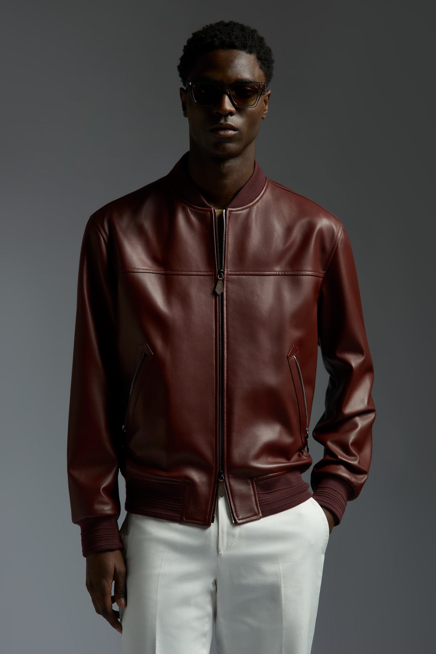 Light Leather Evolution Varsity Bomber