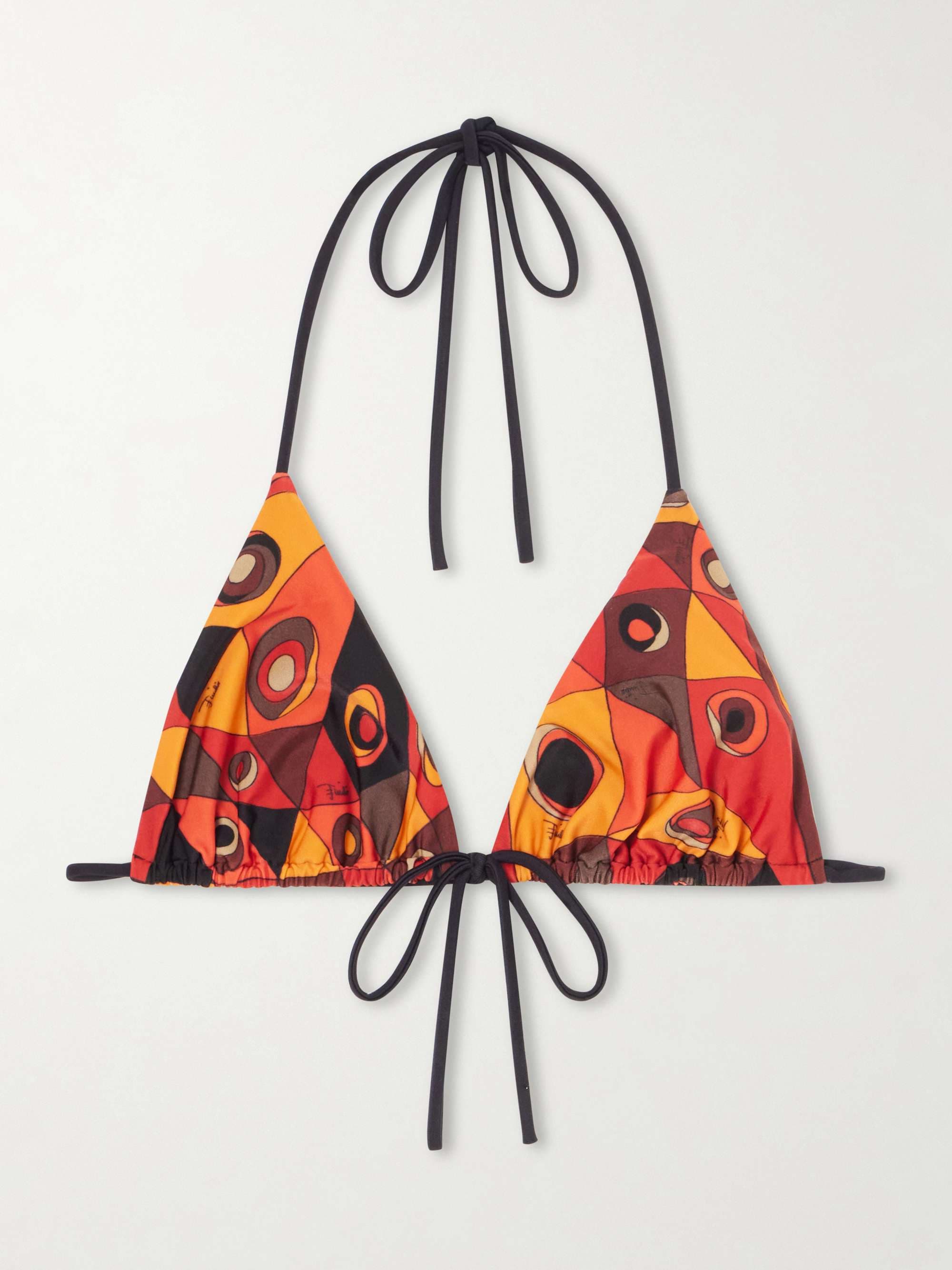Printed triangle bikini top - Orange
