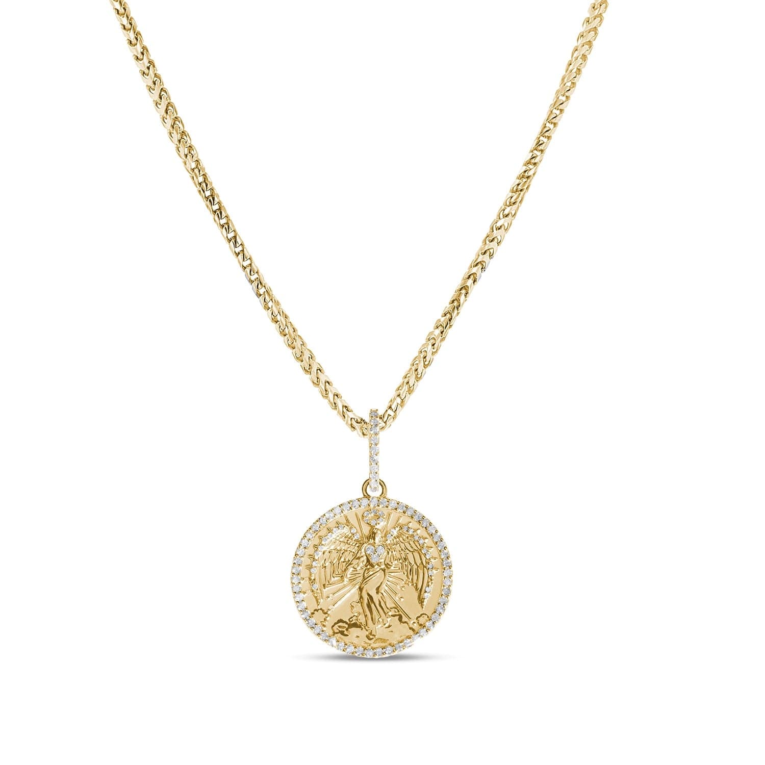 14K Gold & Diamond Guardian Angel Coin Necklace - Sheryl Lowe