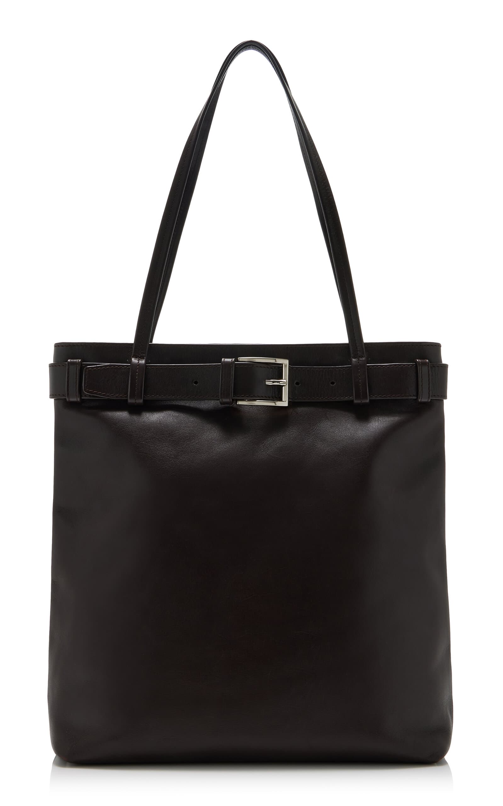 Belted Leather Tote Bag