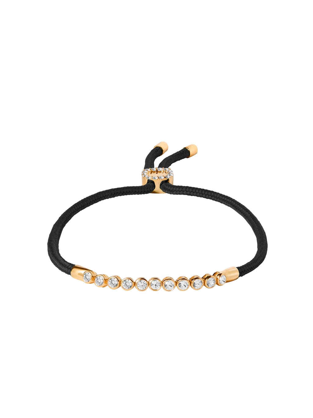 JAMES BEZEL NOIR PARACORD ANKLET IN LAB WHITE SAPPHIRE, 18K GOLD VERME - Dorsey