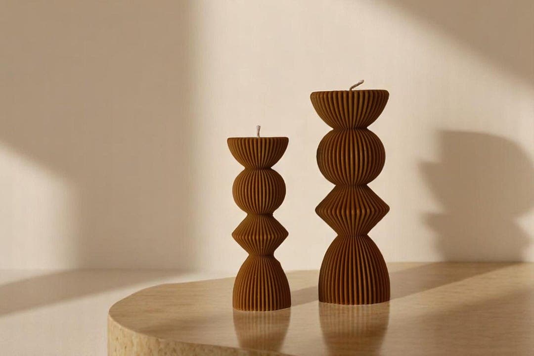 Oversized Ribbed Pillar Candles in Two Sizes - Statement Candles Decor - Cozy Ambiance for Any Space - Wedding Candles Gift-Gift for Her Him