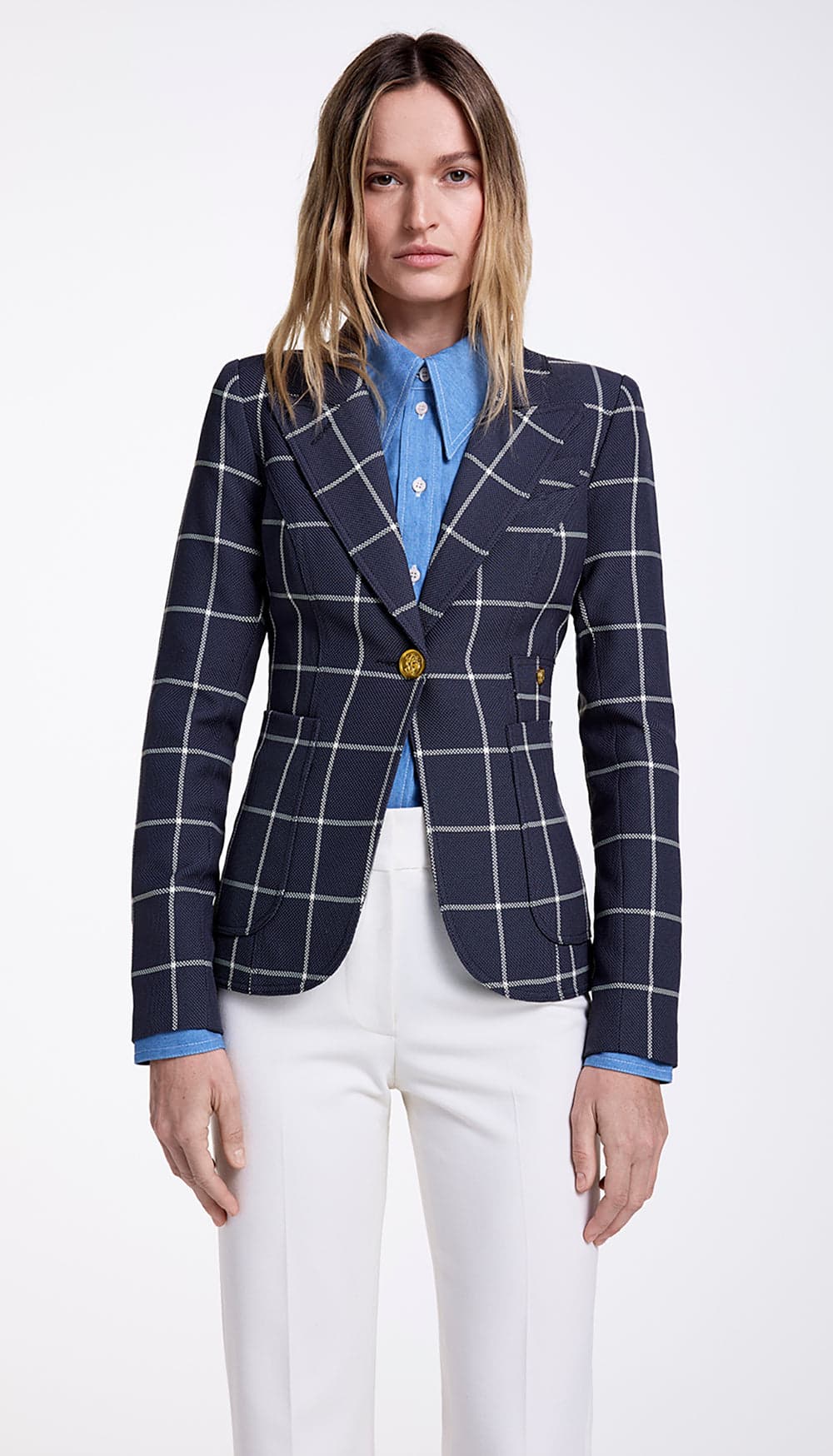 Patch Pocket Duchess Blazer - Slate Windowpane - SMYTHE