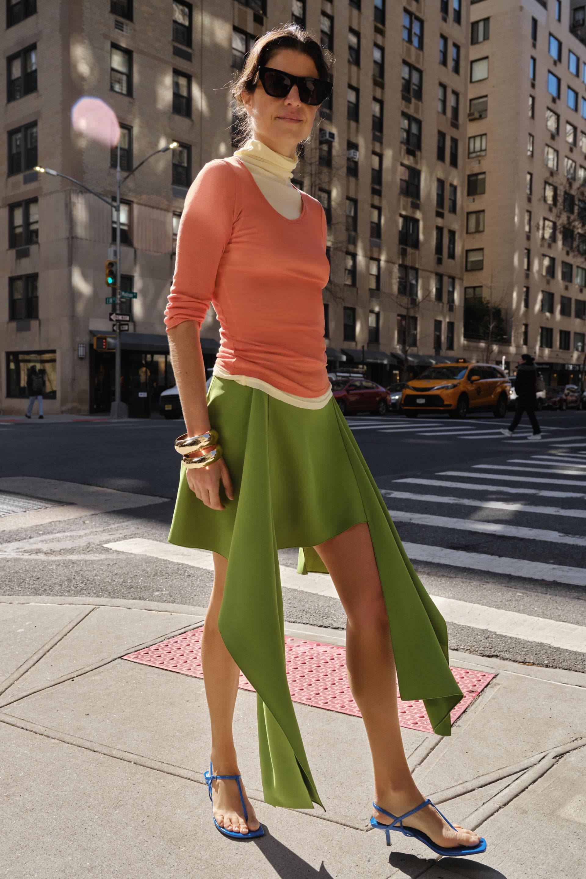 ZW Collection Asymmetric Hem Mini Skirt - Green