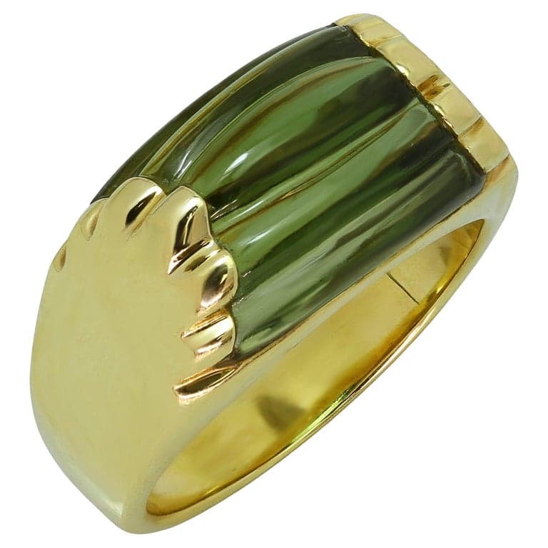 Check out this item from 1stdibs! BVLGARI Tronchetto Fluted Tourmaline Yellow Gold.Ring Sz 6.25: