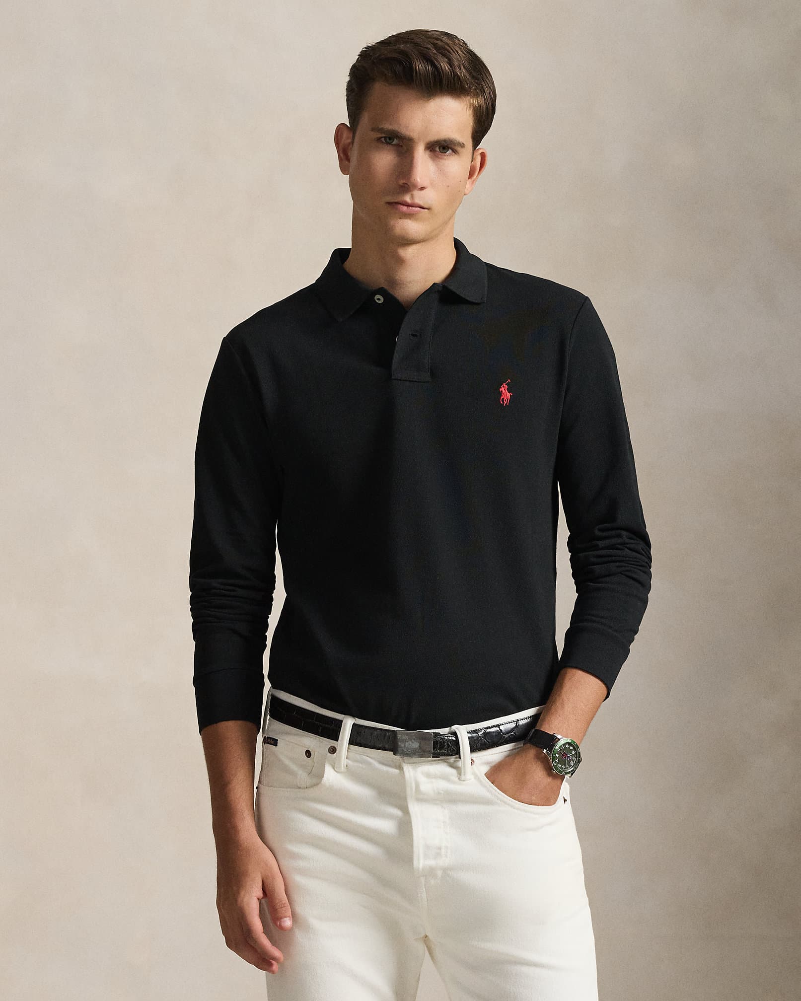 Polo in piqué manica lunga Slim-Fit da uomo | Ralph Lauren® IT
